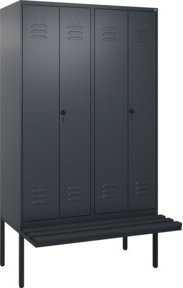 C+P PSA Doppel-Spind Classic PLUS Sitzbank mit 4 Abteilen, auskragendes Design, Kunststoff-Sitzfläche, B/T/H: 212 x 120 x 81,5 cm, Anthrazit/Schwarz - Bild 1