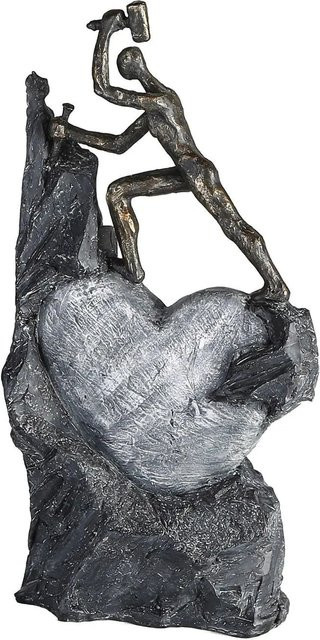 Gilde Skulptur Heart in Bronze und Grau mit Goldakzenten, Höhe: 37 cm, Breite: 19 cm - Bild 1