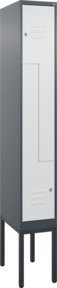 C+P Z-Spind Classic PLUS Garderobenschrank mit 2 Fächern und Zylinderschloss, Stahlkonstruktion, Anthrazit/Grau/Schwarz, H x B x T: 212 x 30 x 50 cm - Bild 1