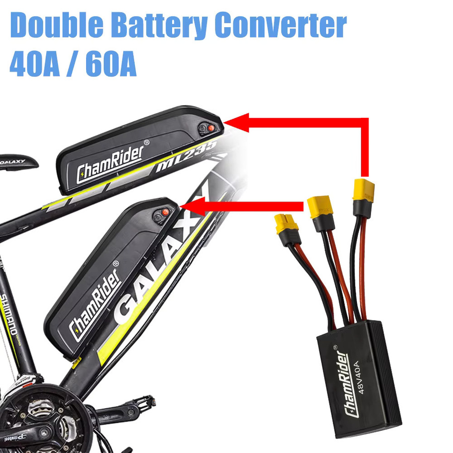 Chamrider Dual-Batterie-Entladekonverter Anschlussadapter Symmetrisches Entlademodul für E-Bike Teile in Schwarz 48 V 40 A 60 A - Bild 3