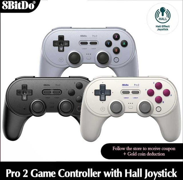8Bitdo Pro2 Bluetooth Wireless Gamepad mit Hall-Effekt für Nintendo Switch, PC, Mac, Android und Steam in Grau - Bild 1