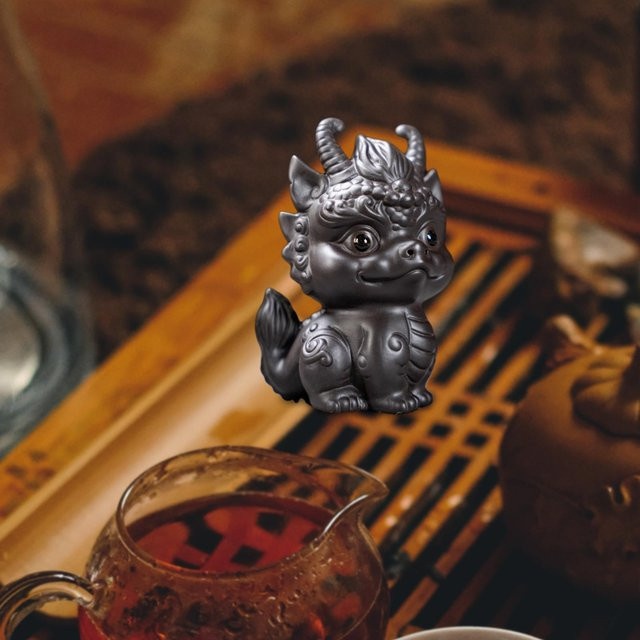 Kesoto Miniatur-Drachenstatue als Tee-Haustier-Ornament in Grau für Desktop und Dekoration - Bild 1
