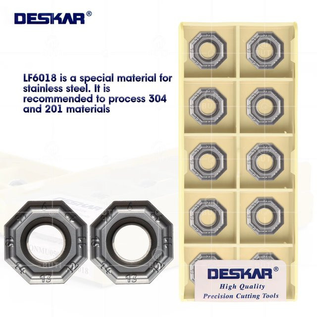 DESKAR Fräs- und Drehwerkzeug ONMU-Serie LF6018 Fräser-Einsätze zur Edelstahlbearbeitung in Silber - Bild 1