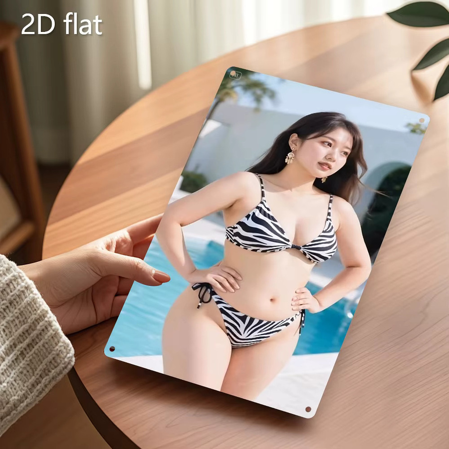 HELLOYOUNG Bikini Beauty Pool Metall-Wanddekoration, wetterfeste Eisenplakette in Mehrfarbig, B/H: 20,0 x 20,0 cm - Bild 2