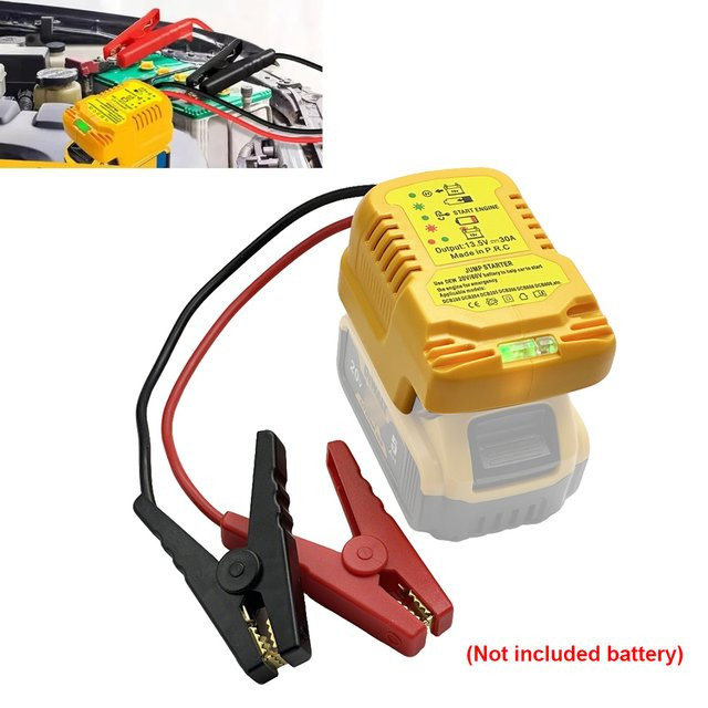 DeWalt Starthilfe-Adapter für 20V Akku mit Kabelklemmen in Gelb - Bild 1