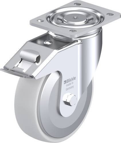 Blickle Lenkrolle LH-PO 175K-FI-FA mit Feststeller in Silber und Weiß, Rad-Durchmesser: 175 mm, Tragfähigkeit: 500 kg - Bild 1