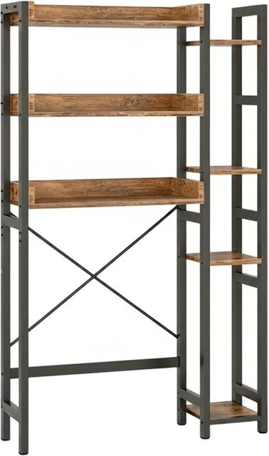 Relaxdays Toilettenregal aus Metall in Vintagebraun mit 3 Ebenen und Seitenablage, B/T/H: 80 x 24 x 161 cm - Bild 1