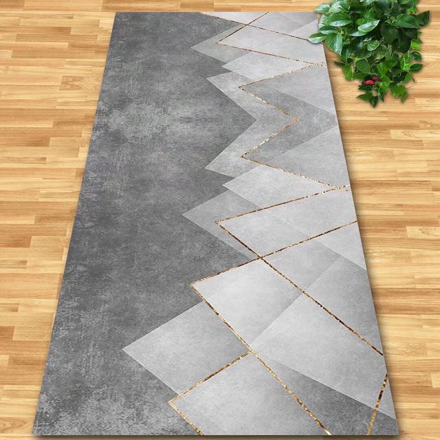Karpetti Teppichläufer Modern Geometric in Grau, Rutschfest und Waschbar, B/T: 100 x 300 cm - Bild 1