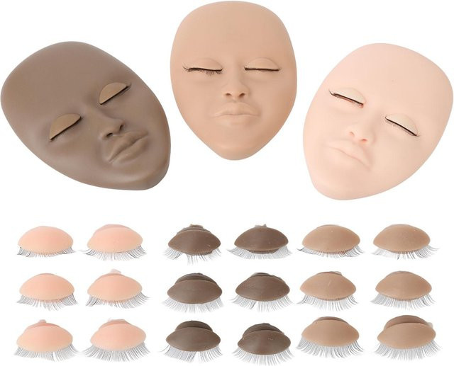 TOMTOP JMS Wimpern-Übungskopf für Wimpernverlängerung, 3 Stück, beige - Bild 1