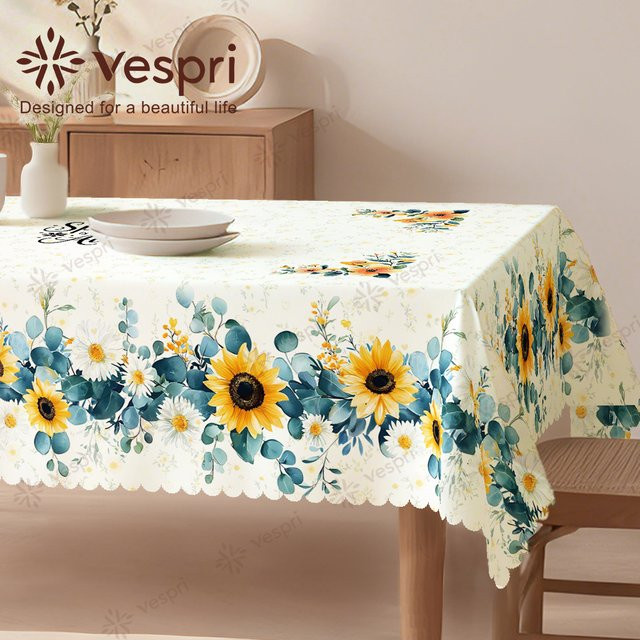Vespri Frühlingstischdecke mit Blumenmuster in Pastellfarben aus Polyester für Ostern und Landhausstil - Bild 1