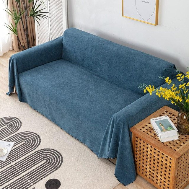 Wasserdichter Sofabezug Onlyly in Dunkelblau, strapazierfähiger Jacquard-Stoff, Breite: 180 cm, Tiefe: 340 cm - Bild 1