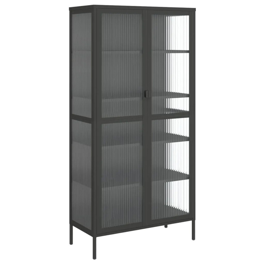 vidaXL Highboard Modern in Schwarz mit Glastüren aus Glas und Metall, B/T/H: 85 x 40 x 180 cm - Bild 2