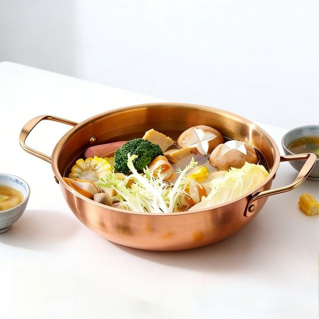 FEB.WIND Koreanischer Ramen-Topf aus Edelstahl in Gold, Mehrzweck-Kochtopf für Nudeln und Meeresfrüchte - Bild 1