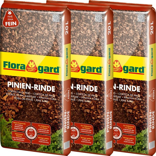 Floragard Pinienrinde fein in Braun, Körnung 2 bis 8 mm, 3 x 20 l - Bild 1
