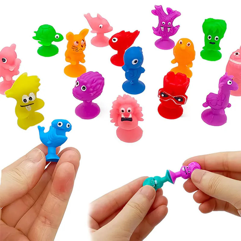 XJM Mini-Saugnapf-Monster Figuren mit Aufbewahrungsbox, mehrfarbige Kunststoff-Dekorationsfiguren für Auto, Büro und Schreibtisch - Bild 4