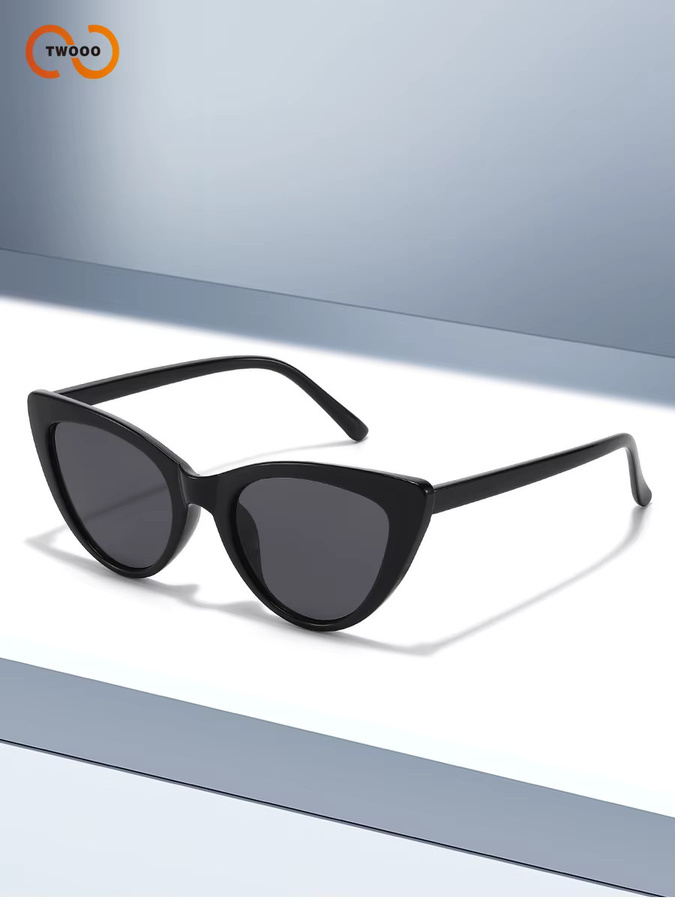 TWOOO Cat-Eye-Sonnenbrille, Vollrand, Kunststoff, Schwarz, Damen - Bild 2