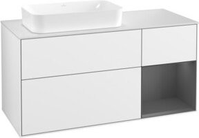 V&B Waschtischunterschrank Finion mit Wandbeleuchtung, Weiß lackiert, B/T/H: 120 x 50,1 x 50,1 cm - Bild 1