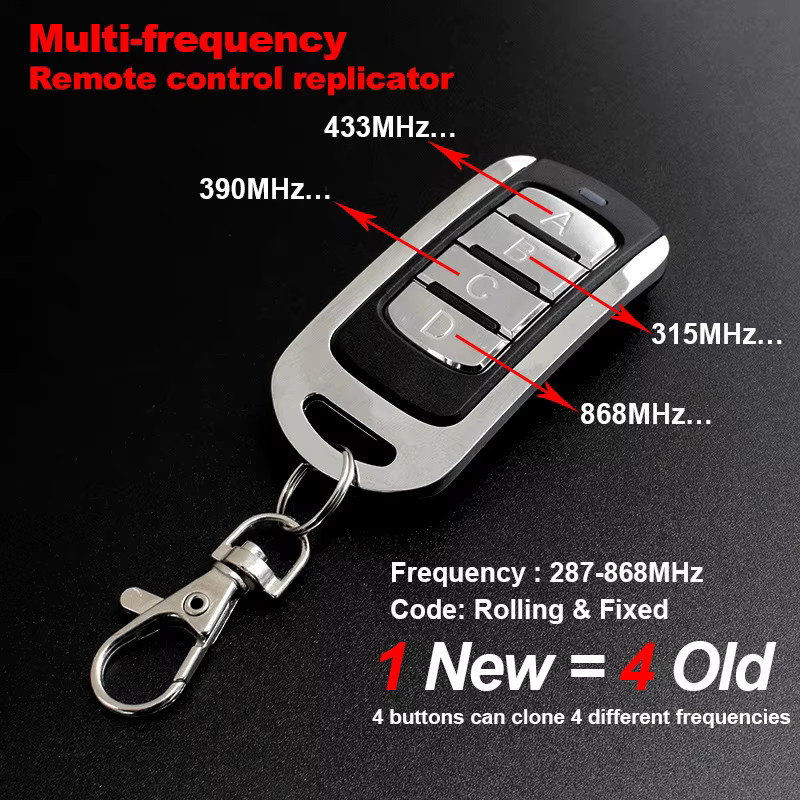 Scimagic-RC Multifrequenz-Universal-Garagenfernbedienung 4 in 1 Tor-Türöffner-Duplikator in Schwarz (280–868 MHz) - Bild 3