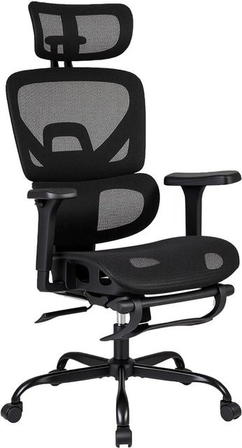 Costway Ergonomischer Bürostuhl in Schwarz mit Kopfstütze, Armlehnen und 360 Grad Drehbarkeit für Home Office und Erwachsene - Bild 1