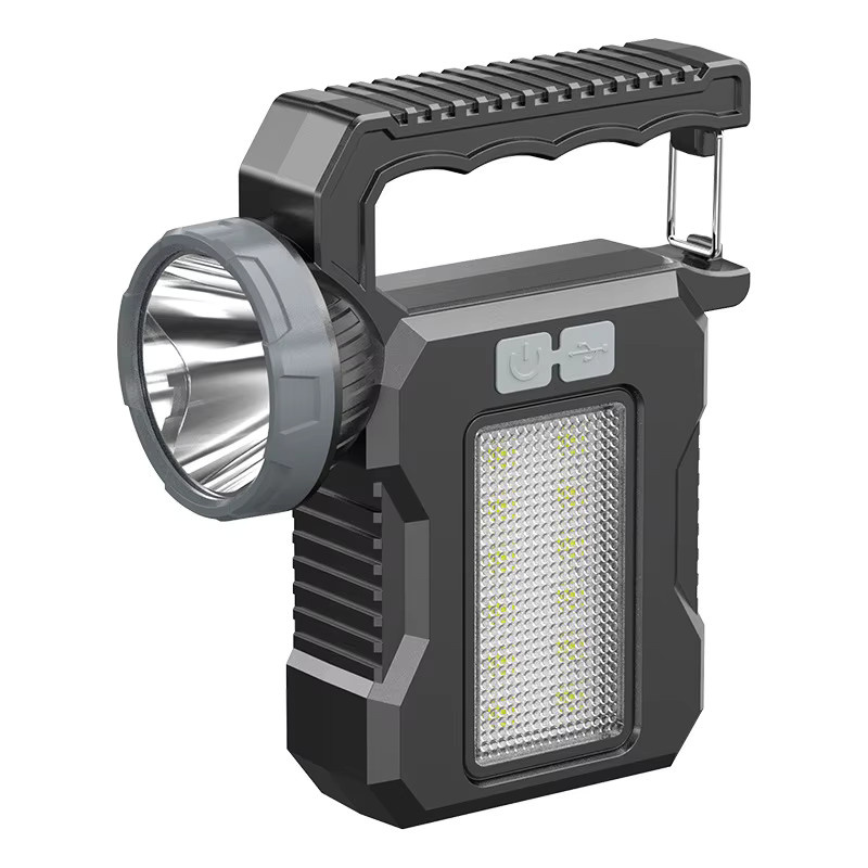 CHOUDAO TECH Solar-LED-Taschenlampe, tragbare Outdoor-Leuchte in Schwarz, USB wiederaufladbar, B/H/T: 13,5 x 8,0 x 3,5 cm - Bild 4