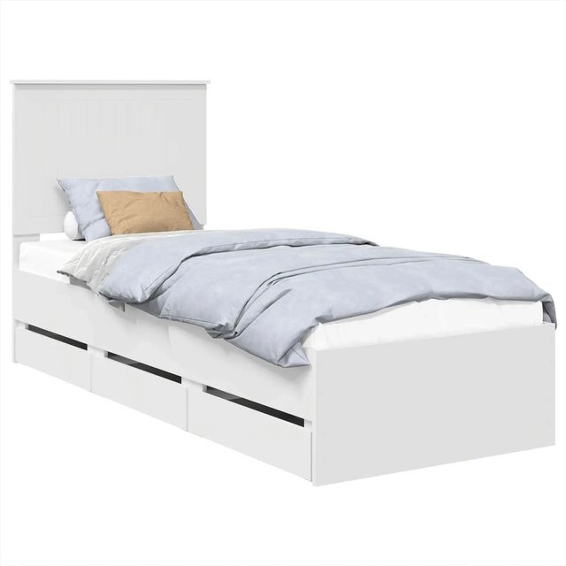 vidaXL Bettrahmen mit Schubladen in Weiß aus Holzwerkstoff B/T/H: 75 x 190 cm - Bild 1