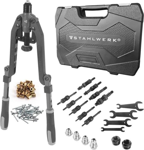 STAHLWERK 2 in 1 Nietzange und Nietmuttern Set mit 85 Teilen in Schwarz und Grau - Bild 1