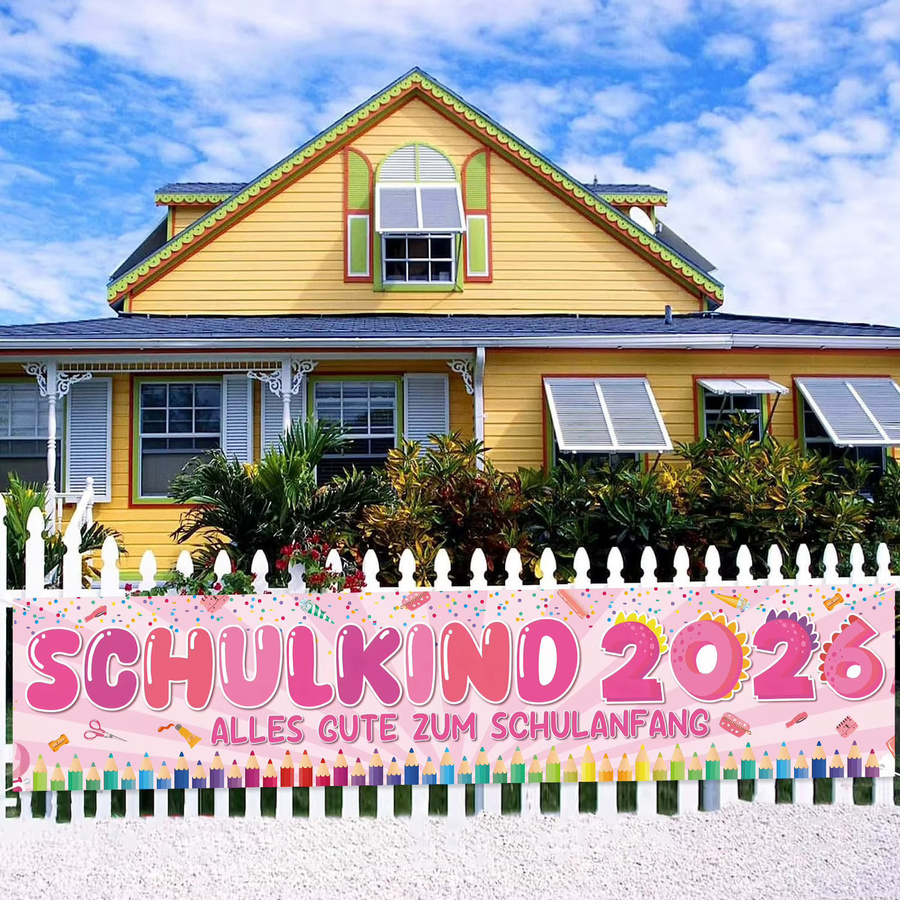 SCHULKING Zurück zur Schule Gartenzaun-Dekoration Banner in Pink und Mehrfarbig - Bild 3