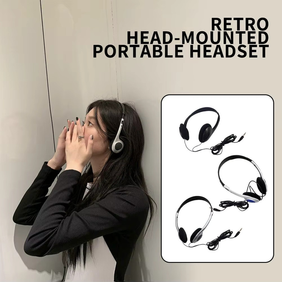 INS Retro Nostalgisches Over-Ear Headset Schwarz Kabelgebundene Kopfhörer - Bild 4