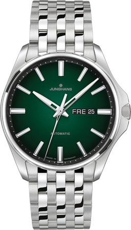 Junghans Meister S Automatic Herrenuhr, Edelstahl, Grün, 44 mm, 20 ATM