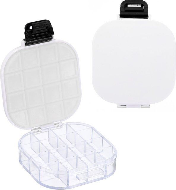 Transparente Farb-Aufbewahrungsbox mit 16 Wells, faltbare und luftdichte Malpalette aus Kunststoff in Weiß und Transparent - Bild 1