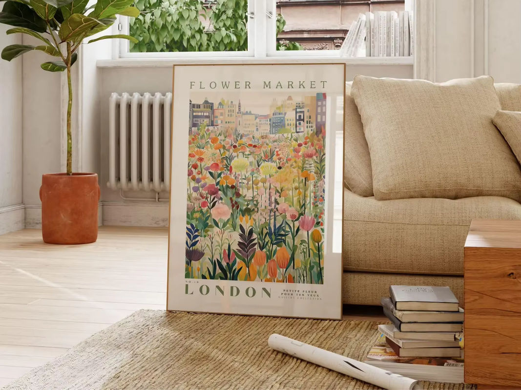 Modernes Flower Market London Poster aus Papier in Grün und Multicolour als botanische Wandkunst - Bild 4