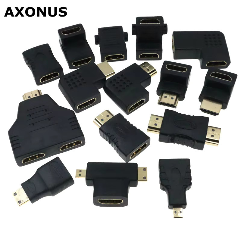 AXONUS Micro Mini HDMI Adapter 90-Grad-Rechtswinkel auf HDMI Buchse in Schwarz - Bild 3