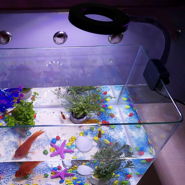 mfySpace LED Aquariumlicht mit 18 LEDs und Klemmenclip, USB-betrieben, 3 wechselbare Beleuchtungsfarben, Schwarz - Bild 1