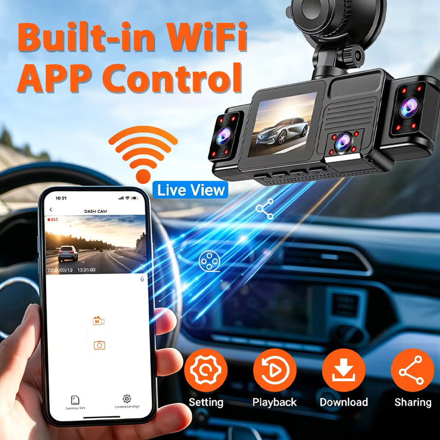 GMAIPOP 5-Kanal Auto-Dashcam mit 360 Grad Panorama-Aufnahme, 2K HD WLAN Auto-DVR, 24/7 Parküberwachung, Nachtsicht, G-Sensor und Schleifenaufzeichnung in Schwarz - Bild 4