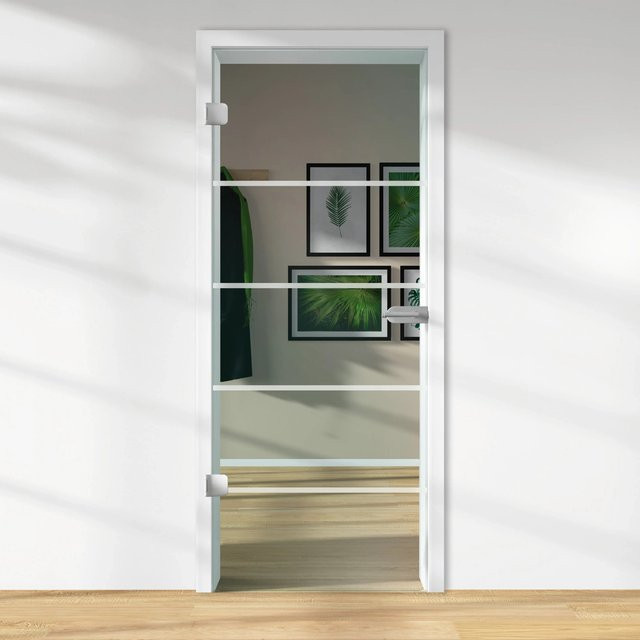 Skyscope Glasdrehtür ESG Floatglas Dekor Siebdruck DIN Links, Transparent, H x B x T: 209,7 x 83,4 x 0,8 cm - Bild 1