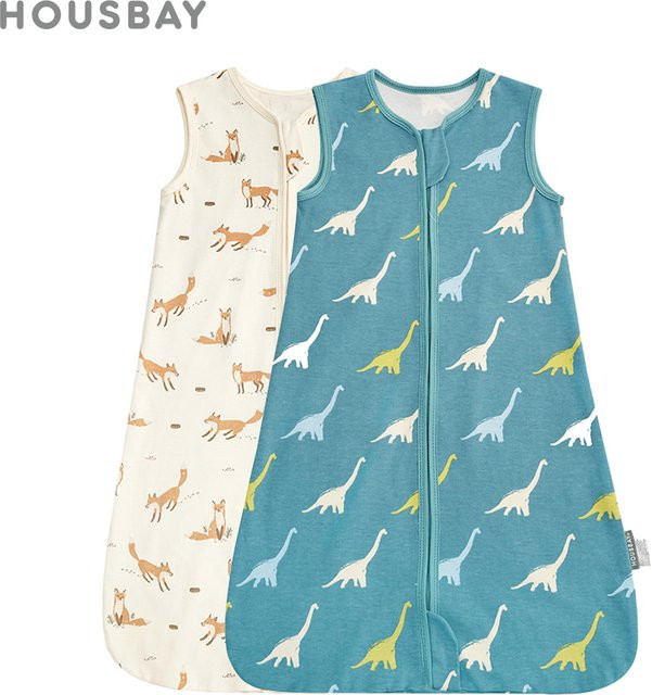 HOUSBAY Baby-Schlafsack für den Sommer aus 100 % Baumwolle mit Cartoon-Tierdruck für 3–24 Monate - Bild 1