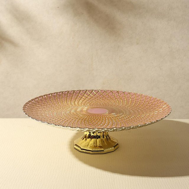 Yiran Furniture Obstschale aus Glas in Gold, runde Design-Schale für das Wohnzimmer, Durchmesser: 27 cm - Bild 1