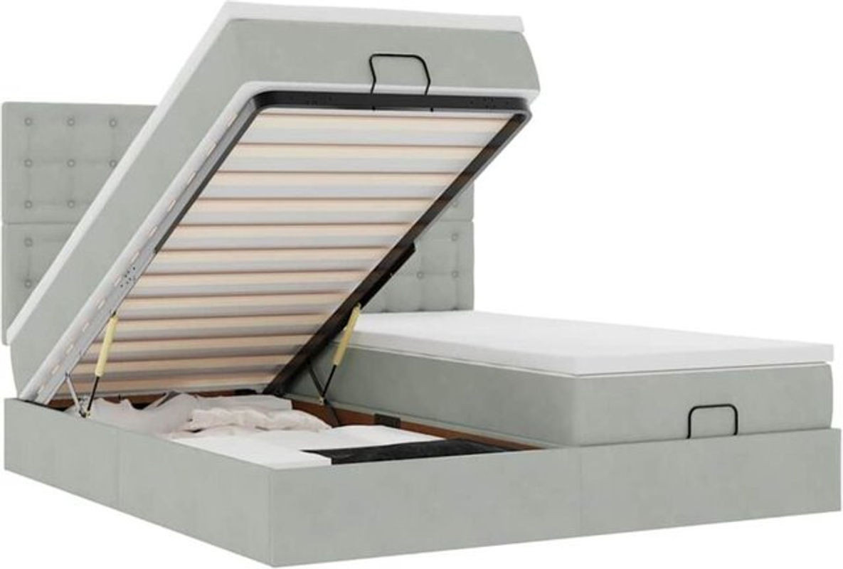 Vidaxl Ottoman Polsterbett aus Samt in Grau mit Matratze B/T/H: 160 x 200 x 128 cm - Bild 1