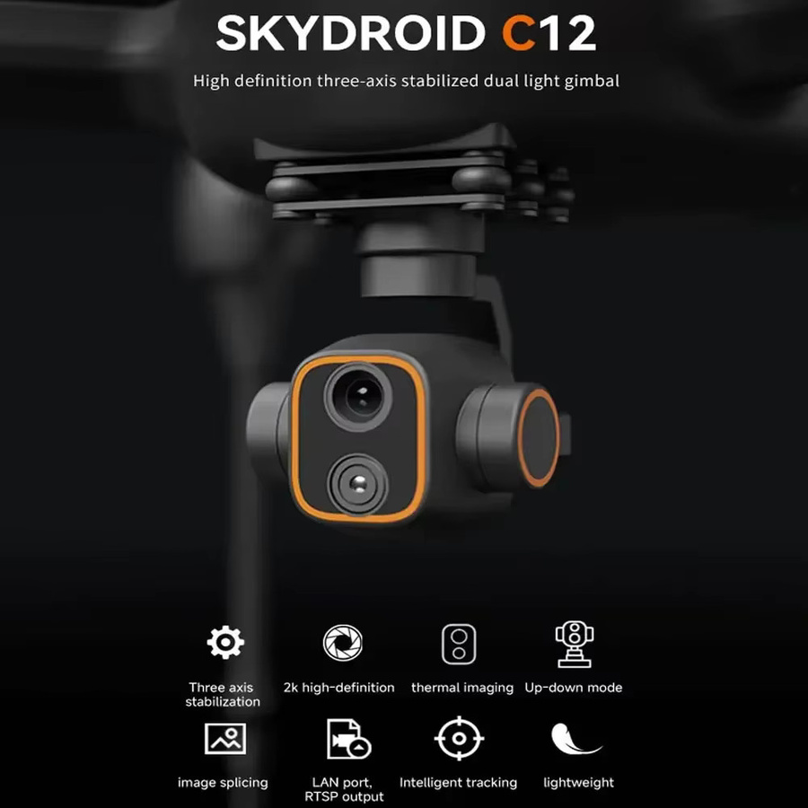 Skydroid C12 2K Wärmebildkamera mit 3-Achsen-Gimbal, Dual-Licht und dynamischer Verfolgung in Schwarz für Drohnen, UAV und industrielle Inspektion - Bild 2