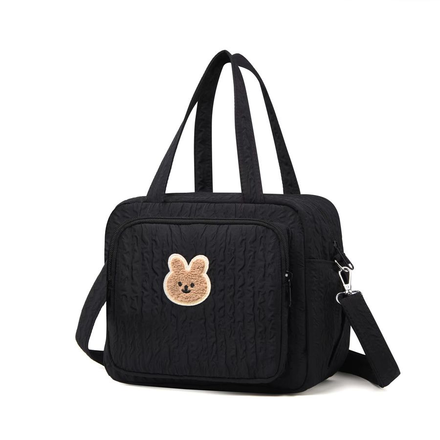 DANIVIVI Baby-Wickeltasche aus Baumwolle in Schwarz, multifunktionaler Baby-Organizer und Windel-Caddy als Umhängetasche für Damen - Bild 1