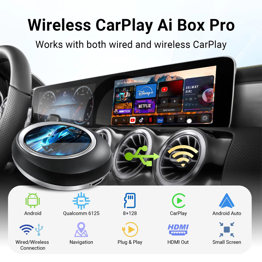 Ezonetronics CarPlay AI Box für BMW mit Android 13, 8+128GB, Dual-WLAN, 4G SIM und HDMI-Ausgang, Schwarz - Bild 3