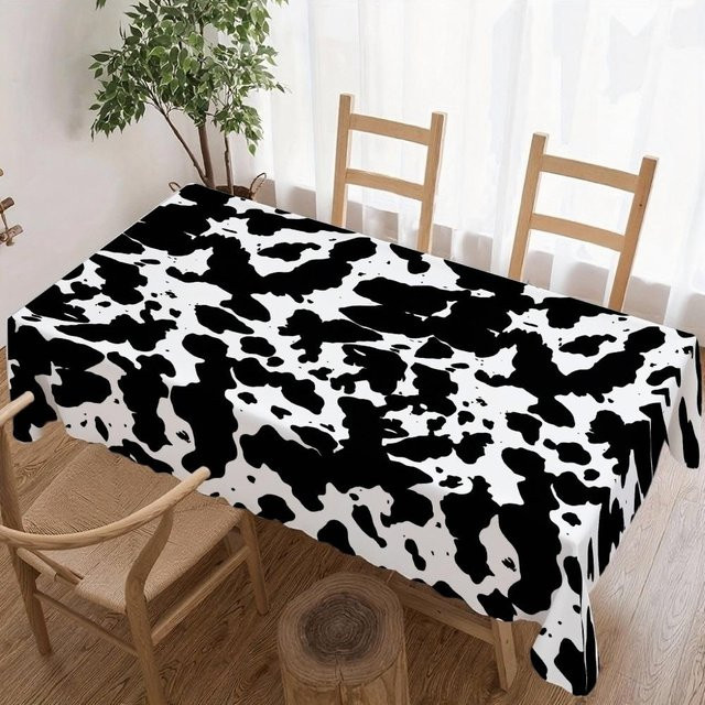 Wasserdichte rechteckige Tischdecke mit Kuhmuster von JINGYUE Pet in Schwarz, B/L: 100 x 160 cm - Bild 1