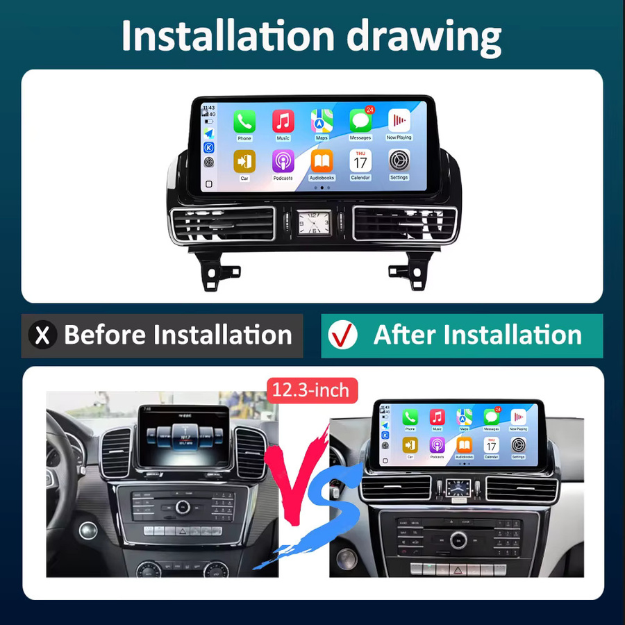 LIARO-NAVI Android 16 Auto-Multimedia-Radio mit QLED Ultra-dünnem Bildschirm und Carplay für Mercedes Benz GLE 2015 - 2019 inklusive GPS, Schwarz - Bild 4