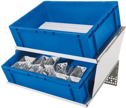 Manuflex Behälterstandkonsolen-Aufsatz ZB4798.7035 zur Bereitstellung einer zweiten Arbeitsebene, B/T: 40 x 30 cm, grau/blau - Bild 1