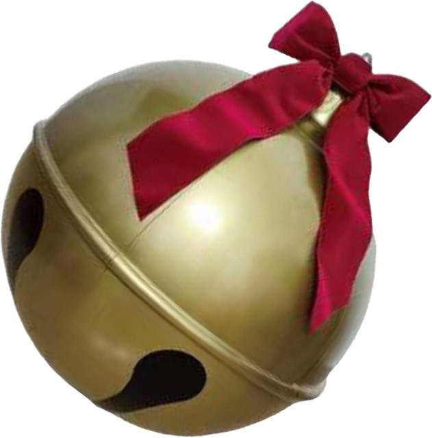 Aufblasbare Weihnachtsbaumkugel Glocke von Koogeelife in Beige mit roter Schleife, Durchmesser: 45 cm - Bild 1