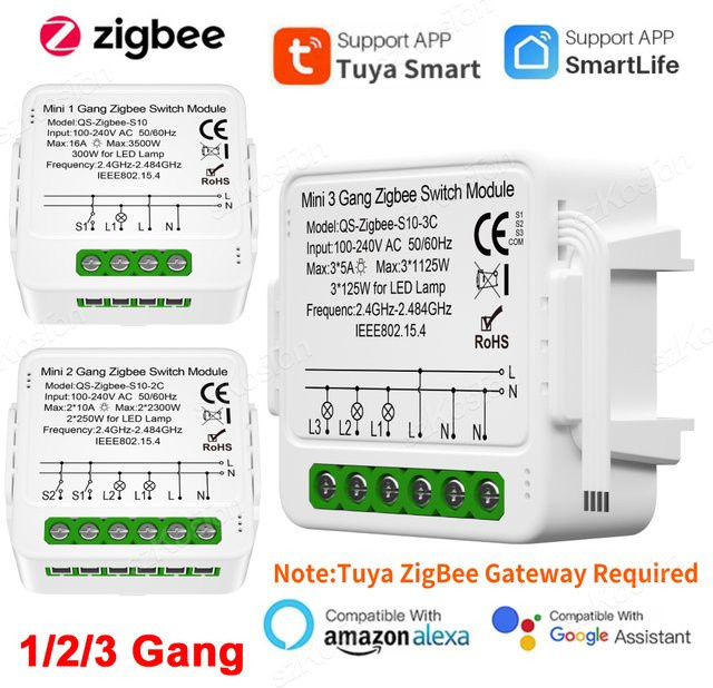 Tuya Zigbee Smart Switch für dein Smart Home mit Sprachsteuerung via Alexa und Google Assistant, Farbe: Weiß - Bild 1