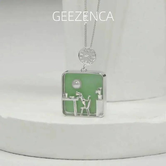 Geezenca Halsketten Anhänger, 925 Silber, Perle, Damen - Bild 1