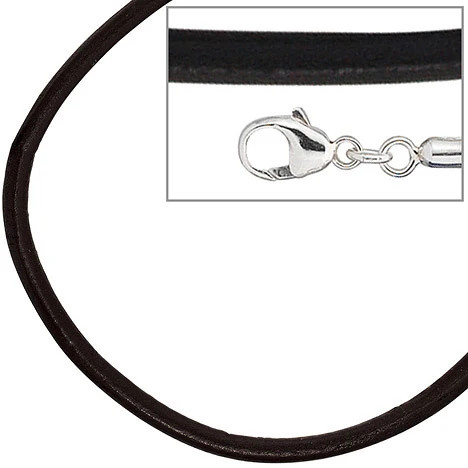Colfem Halskette Leder, 925 Silber, schwarz, 70 cm, Unisex - Bild 1