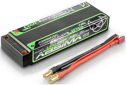 Absima LiPo Modellbau-Akkupack 7,6V 6500 mAh mit 2 Zellen, 140 C, Hardcase 5 mm und T-Stecker, Schwarz - Bild 1
