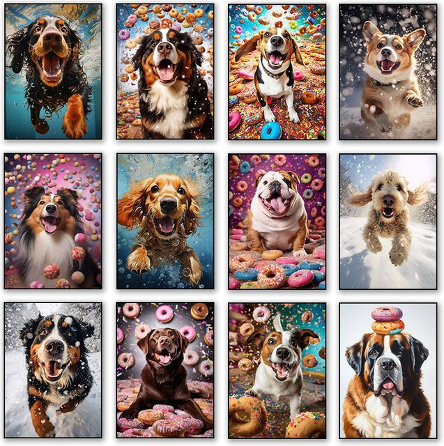Potdemiel Wandkunst Poster Hund Motiv Diamantmalerei Mehrfarbig B/H: 25,0 x 25,0 cm - Bild 1